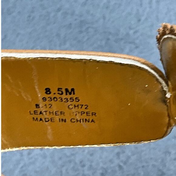 Sperry Topsider Tan Leather Tassel Flip Flop Slip On Wedge Sandal Women 8.5M - Picture 8 of 9